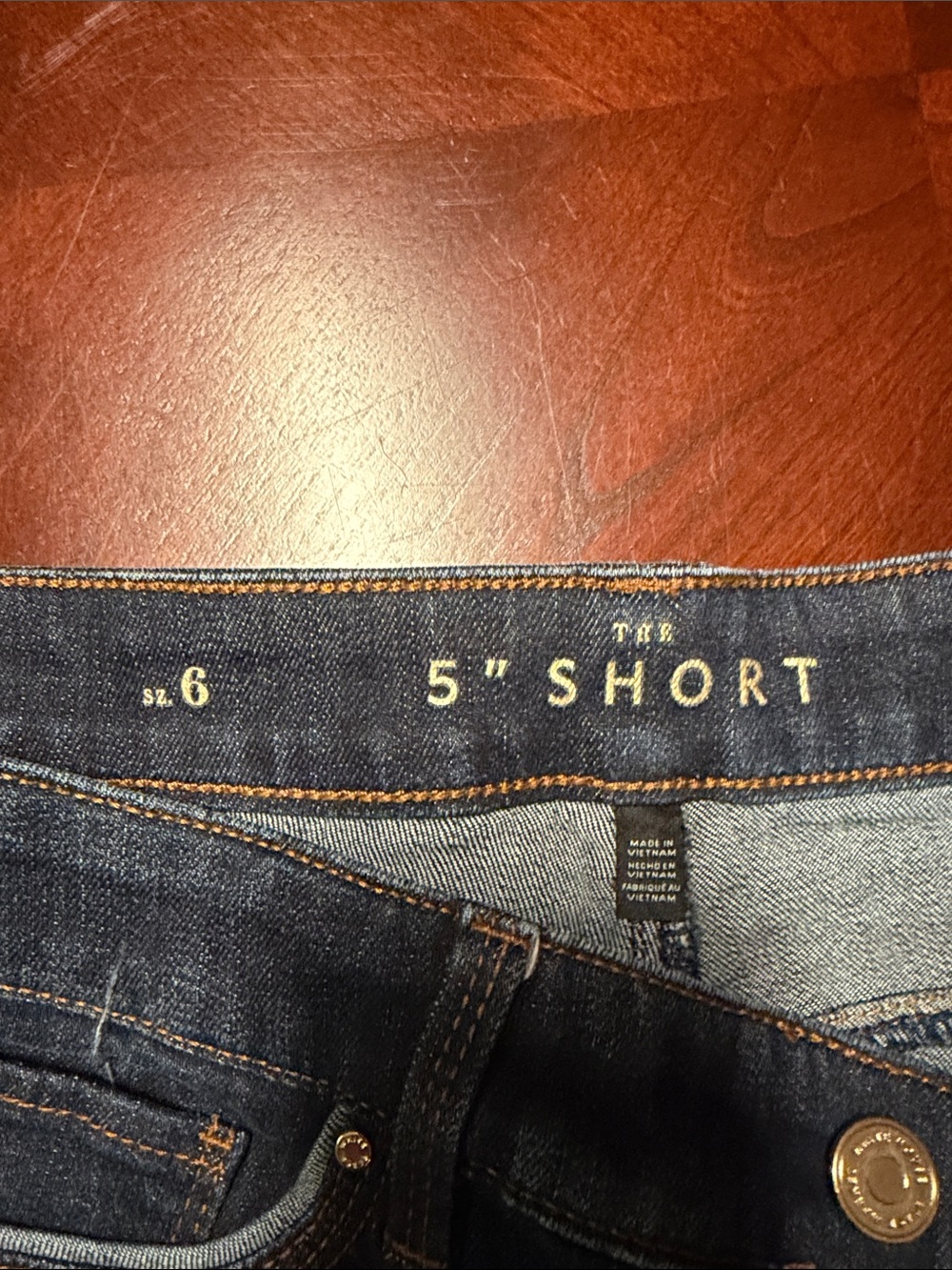 White House Black Market Dark Blue Rolled-Cuff Denim Shorts - Picture 3 of 4